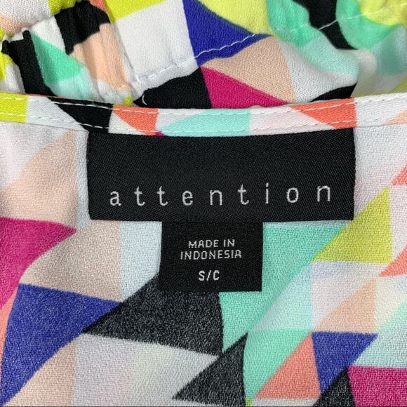 Attention Women Top Slit Sleeve Multicolor Size S Elastic Waist - Picture 7 of 9